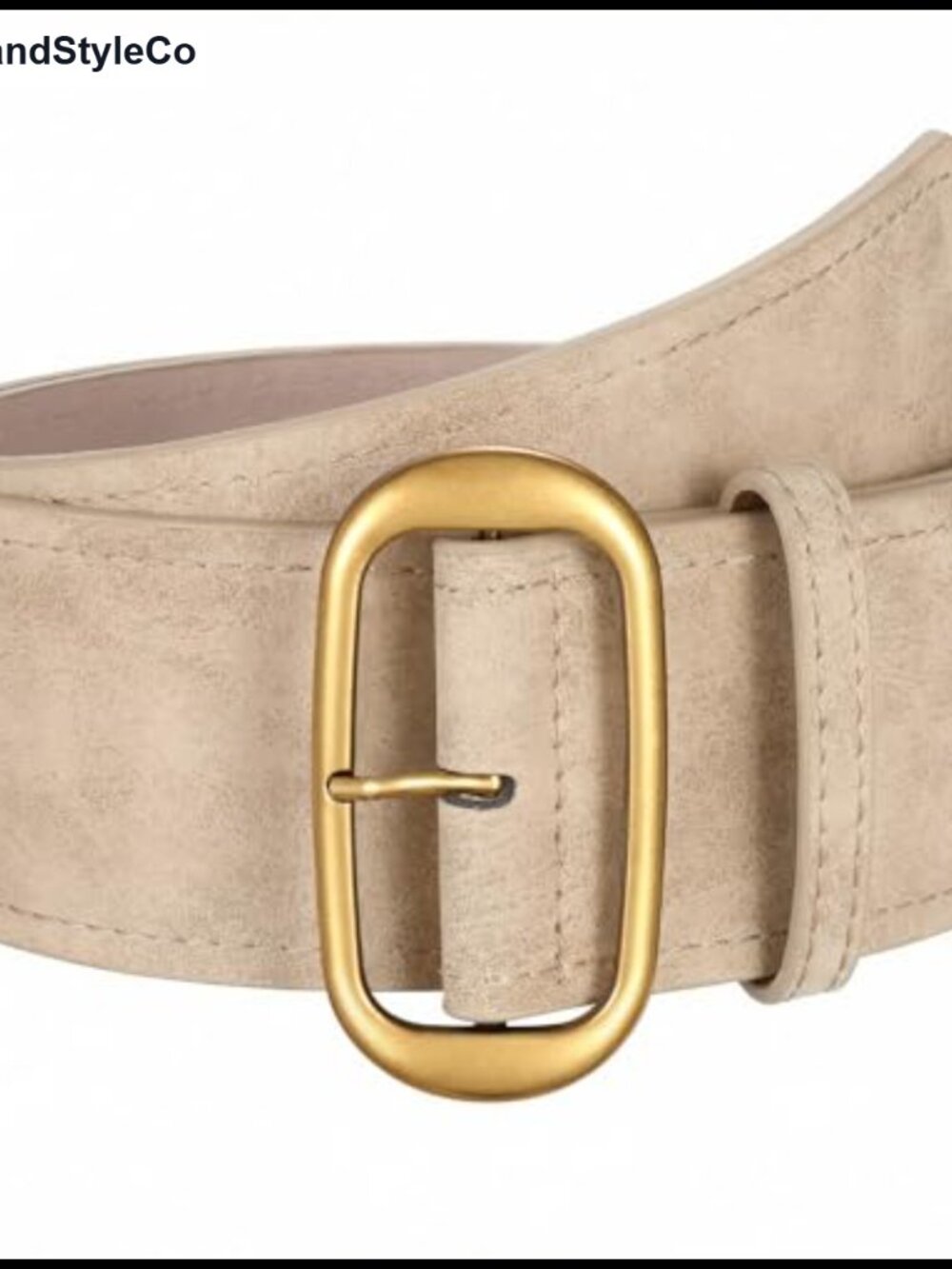 Wide Suede Belt with Gold Buckle for Dresses